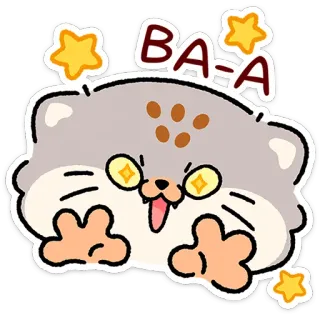 😼 BA-A cat, excited, cute, cartoon, stars, happy, animal telegram sticker