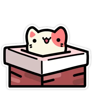 😃 gato, gatinho, caixa, animal, fofo, desenho animado telegram sticker
