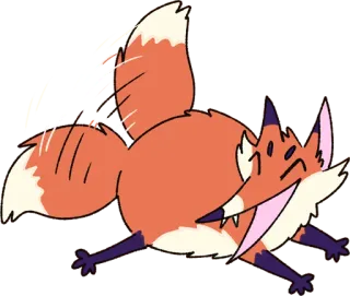 😄 キツネ, 漫画, 動物, かわいい, オレンジ, 走る telegram sticker