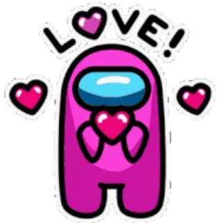 ❤️ LOVE! among us, love, hearts, pink, game, cartoon telegram sticker
