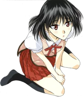 😳 Anime, Gadis, Seragam sekolah, Merah, Rambut hitam telegram sticker