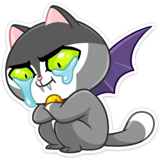 😭 Katze, weinen, Halloween, Cartoon, Vampir, Sticker telegram sticker