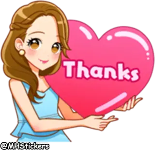 🙏 Thanks obrigado, coração, mulher, desenho animado, adesivo, fofo telegram sticker
