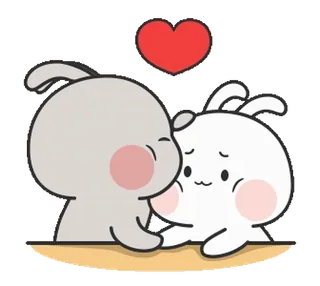 ❤️ amour, affection, mignon, lapin, dessin animé, coeur, couple, amitié telegram sticker