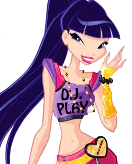 😃 Musa Winx Club D.J. PLAY desenho animado, fada, música, DJ, animado, Winx telegram sticker