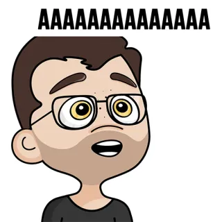 😱 AAAAAAAAAAAAAAA kartun, orang, kacamata, terkejut, meme telegram sticker