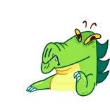 😕 dibujo animado, animal, reptil, cocodrilo, caimán, verde, lindo, pegatina telegram sticker