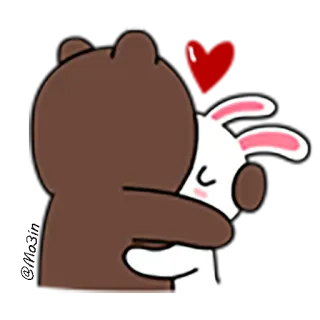 😍 Bär, Hase, Umarmung, süß, Cartoon, Tier, Liebe, Freundschaft telegram sticker