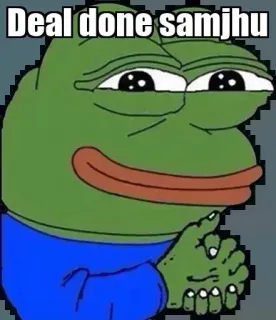 😂 Pepe the Frog Deal done samjhu pepe, kikker, meme, deal gesloten, samjhu whatsapp sticker