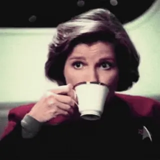 😊 Beverly Crusher Star Trek: The Next Generation สตาร์ เทรค, เบเวอร์ลี ครัชเชอร์, ชา, รุ่นถัดไป, ไซไฟ telegram sticker