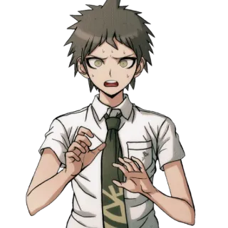 😥 Hajime Hinata Danganronpa Anime, Personagem, Preocupado, Fanart whatsapp sticker