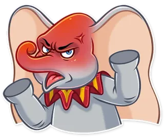 😡 Elefant, Cartoon, wütend, frustriert, rot, grau, Figur whatsapp sticker