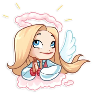 😇 malaikat, kartun, lingkaran cahaya, sayap telegram sticker