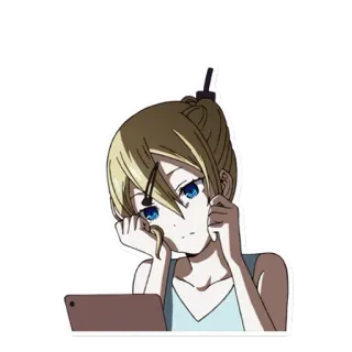💻 chica anime, linda, triste, dibujos animados whatsapp sticker