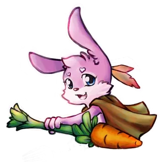 🐰 lapin, carotte, légume, animal, dessin animé, mignon, personnage telegram sticker