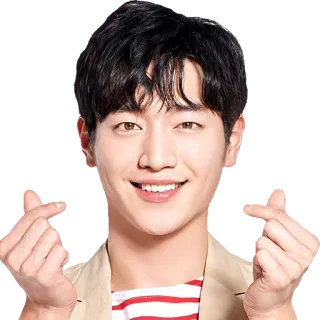 ❤️ uomo, cuore, amore, asiatico, carino, cuore con le dita, sorriso whatsapp sticker
