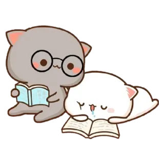 🤓 Katze, Lesen, Buch, Schlaf, süß telegram sticker
