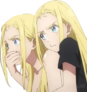 🤫 Аниме, Светлые волосы, Встревоженный, Женский, Девушка, Персонаж telegram sticker