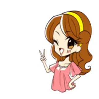 ✌️ Аниме, Мультфильм, Девушка, Знак мира, Милый telegram sticker