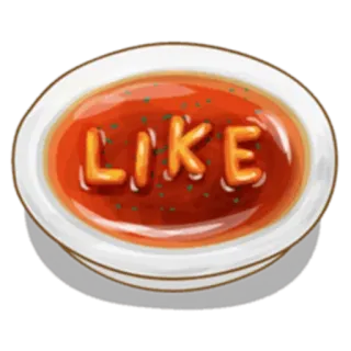 😊 LIKE zuppa, zuppa di alfabeto, cibo, mi piace, lettere whatsapp sticker