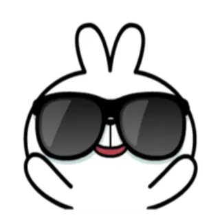 😎 Hase, Kaninchen, Sonnenbrille, cool, niedlich, weiß, Cartoon, Sticker telegram sticker