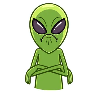 😡 Alien, Grün, Außerirdischer, Cartoon, UFO, Weltraum, Figur telegram sticker