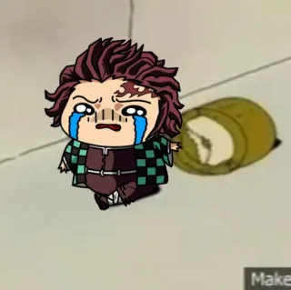 🙂 Tanjiro Kamado Demon Slayer 动漫, 哭泣, 鬼灭之刃, 炭治郎, Q版 telegram sticker