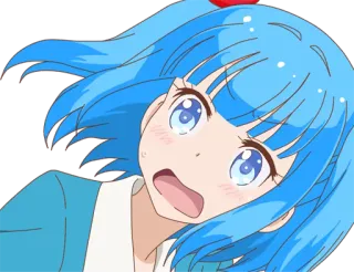 😳 anime, girl, cartoon, blue hair, cute, worried telegram sticker