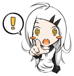 ❗ Anime, Menina, Exclamação, Fofo, Desenho animado, Aviso telegram sticker