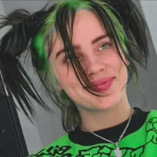 🕸 Billie Eilish 歌手, ミュージシャン, 緑髪, 若い, 有名人 telegram sticker