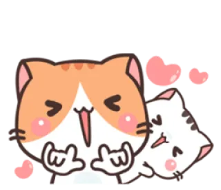 🤟 mèo, dễ thương, nhãn dán, tình yêu, trái tim, động vật, thú cưng whatsapp sticker