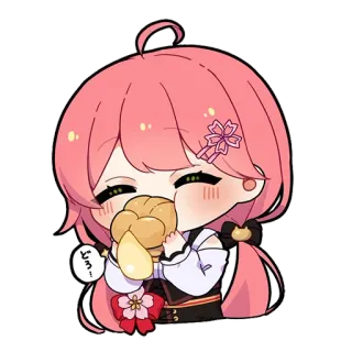 ☺️ どう... anime, cartoon, chibi, cute, eating, food, kawaii telegram sticker
