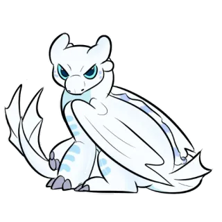 😠 Light Fury How to Train Your Dragon dragon, furie éclair, dragons, fantaisie, dessin animé, animal telegram sticker