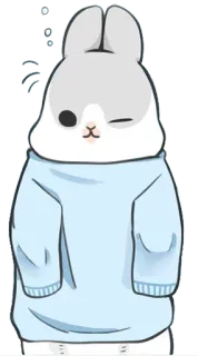 😊 conejo, lindo, suéter, dormilón, animal, dibujos animados, cartoon telegram sticker