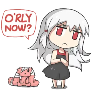 😐 O'RLY NOW? anime, cartoon, sarcastic, question telegram sticker