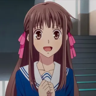 🦋 Tohru Honda Fruits Basket аниме, мультфильм, девушка, персонаж, улыбка telegram sticker