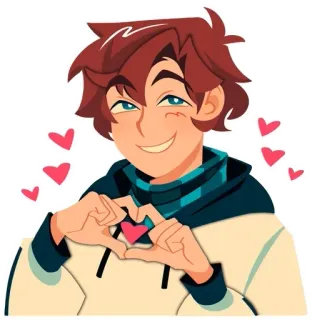 ❤️ amor, coração, desenho animado, personagem, menino, gesto telegram sticker