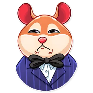 😏 hamster, cartoon, animal, bow tie, suit, cute telegram sticker