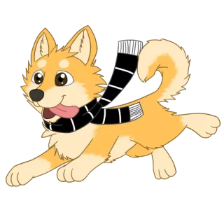 🐺 cane, sciarpa, animale, carino, cartone animato, shiba inu, animale domestico telegram sticker