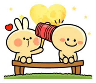 😍 Cartoon, Schattig, Konijn, Liefde, Sterren, Maan telegram sticker