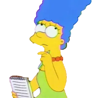 🤔 Marge Simpson The Simpsons Marge Simpson, The Simpsons, cartoon character, notepad, thinking, cartoon telegram sticker