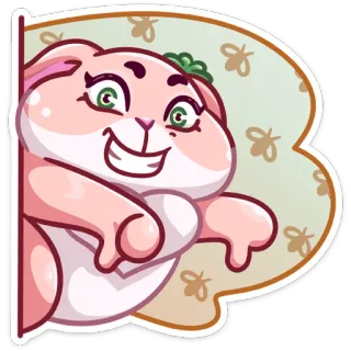 👎 мультфильм, животное, улыбающийся, милый, розовый, персонаж telegram sticker