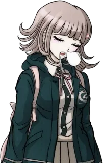 😪 Chiaki Nanami Danganronpa anime, video game, girl, cute, sleepy, bubblegum telegram sticker