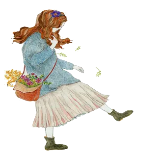 💕 chica, flores, vestido, ilustración, naturaleza telegram sticker