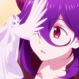 🤗 アニメ, 女の子, 悪魔, 角, 紫, 可愛い whatsapp sticker