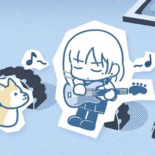 😵 Musik, Gitarre, Hund, süß, Aufkleber, Anime, Cartoon telegram sticker
