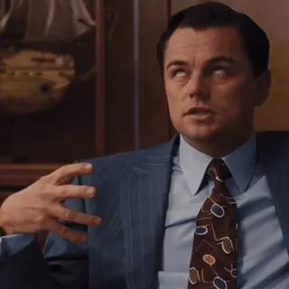 🤤 Leonardo DiCaprio The Wolf of Wall Street movie, actor, leonardo dicaprio, meme, reaction, businessman telegram sticker