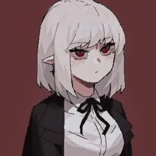 ⌛️ anime, elf, character, illustration, white hair, red eyes telegram sticker