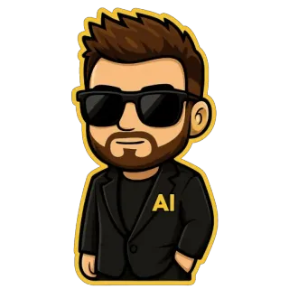 🥷 AI IA, Dibujo animado, Avatar, Hombre, Gafas de sol, Digital telegram sticker