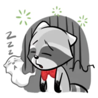😑 zzz енот, сонный, спящий, мультик, животное, уставший telegram sticker